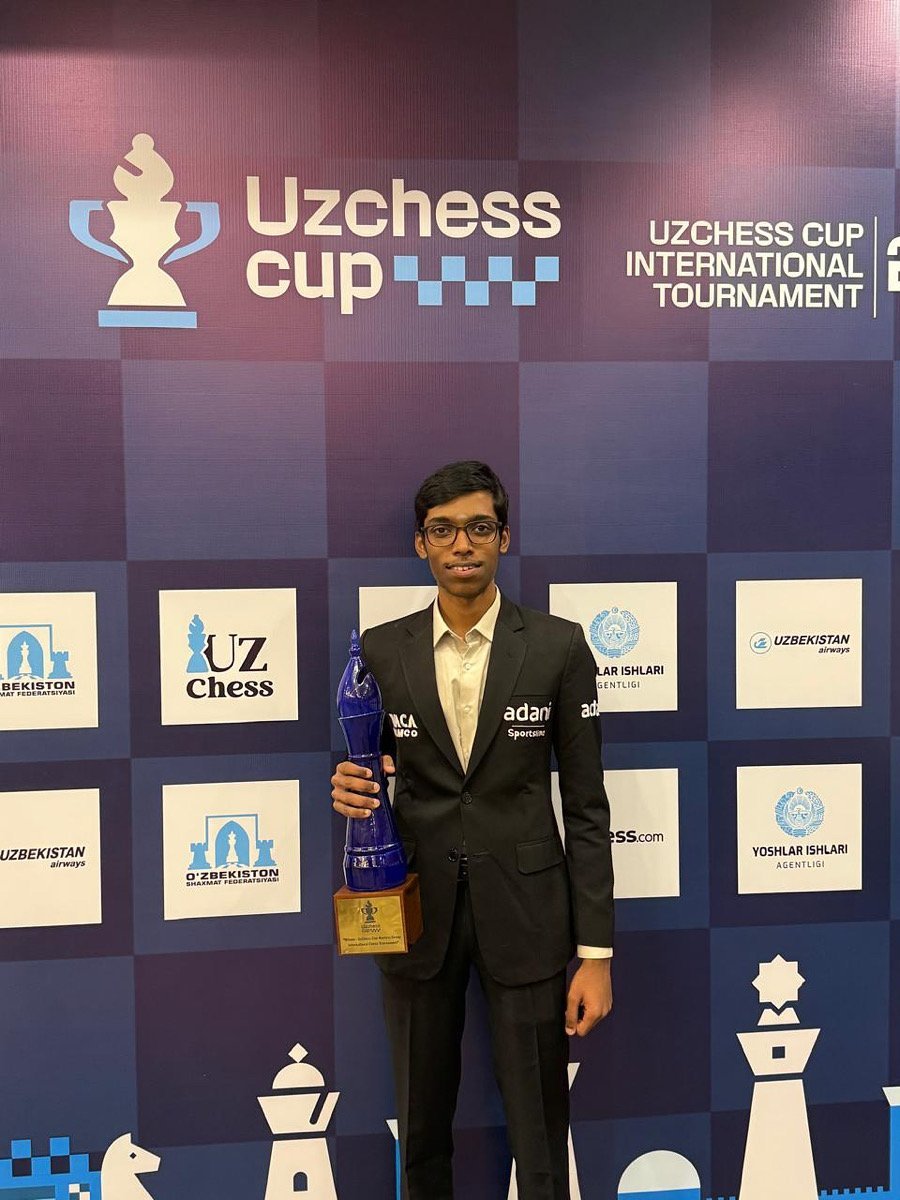 airnewsalerts's tweet image. ♟️𝐈𝐧𝐝𝐢𝐚𝐧 𝐆𝐫𝐚𝐧𝐝𝐦𝐚𝐬𝐭𝐞𝐫 𝐑 𝐏𝐫𝐚𝐠𝐠𝐧𝐚𝐧𝐚𝐧𝐝𝐡𝐚𝐚🇮🇳 𝐰𝐢𝐧𝐬 𝐔𝐳𝐛𝐞𝐤𝐢𝐬𝐭𝐚𝐧 𝐌𝐚𝐬𝐭𝐞𝐫𝐬 𝐭𝐢𝐭𝐥𝐞. 

#UzChessCup 
#Chess #praggnanandhaa #indiansports