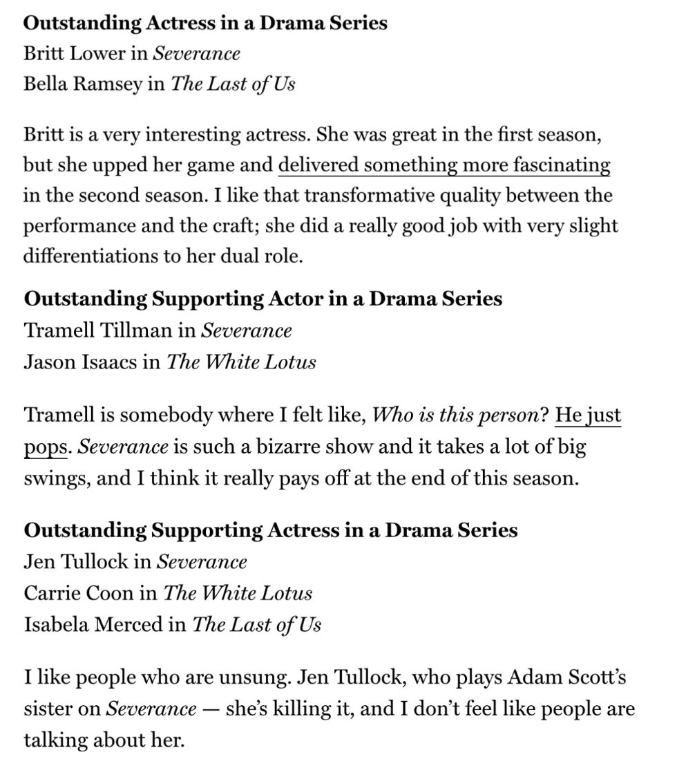 the first anonymous emmy ballots are coming in.. here’s one person who voted for britt lower, tramell tillman, and jen tullock