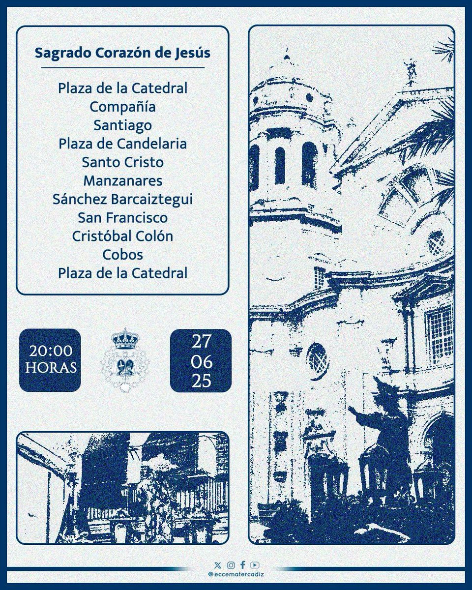 En el día de hoy estaremos acompañando al 𝐒𝐚𝐠𝐫𝐚𝐝𝐨 𝐂𝐨𝐫𝐚𝐳𝐨́𝐧 𝐝𝐞 𝐉𝐞𝐬𝐮́𝐬 por las calles de nuestra ciudad de 𝐶𝑎́𝑑𝑖𝑧.