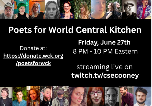 #BlackEarthInstitute Fellow Gerald L. Coleman will be among the participating poets supporting the World Central Kitchen event, today Friday, June 27th, 8 PM ET. wck.org/story