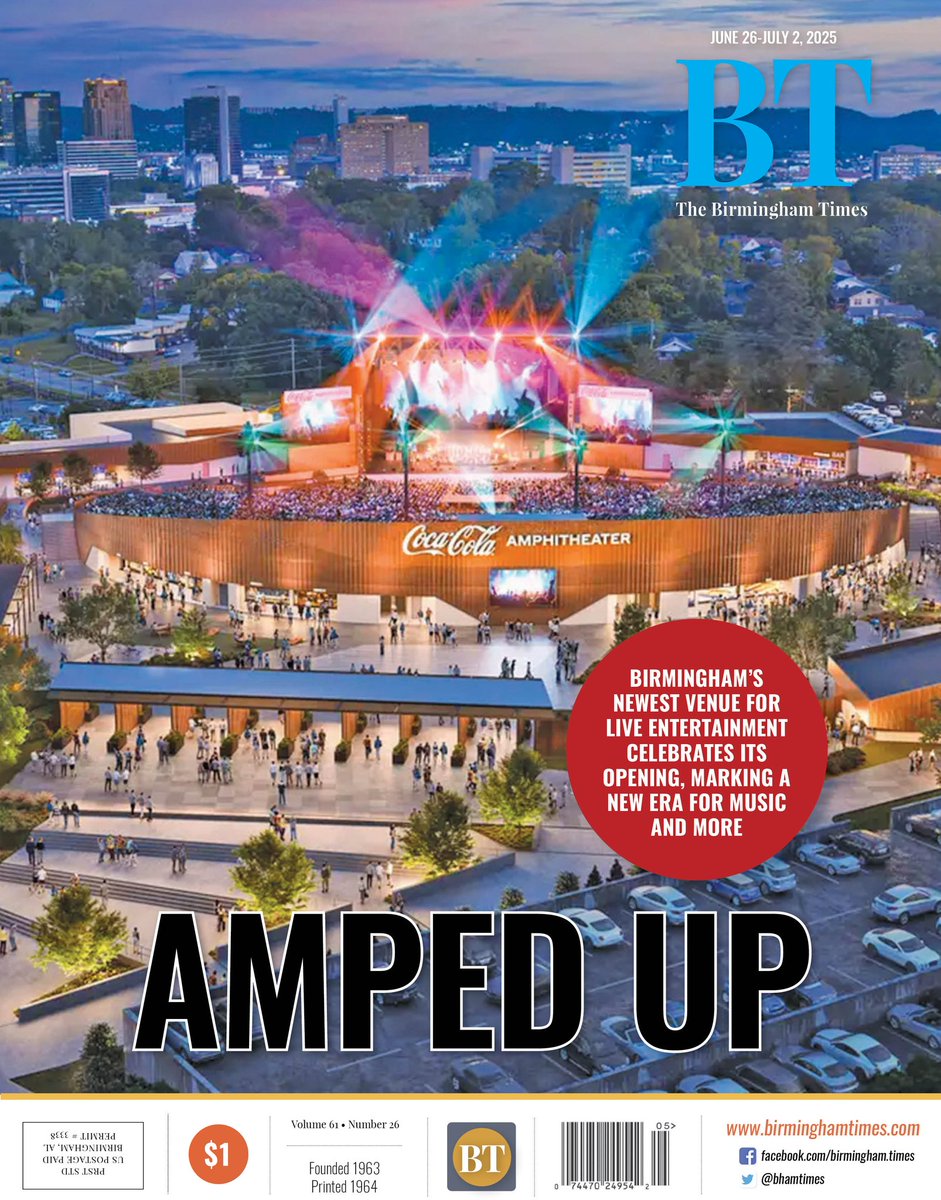 BarnettWright's tweet image. Cover of this week's @BhamTimes print edition featuring the grand opening of the #Birmingham @CocaCola amphitheater, transformative for concerts and festivals and the city's Northside community.
birminghamtimes.com/2025/06/grand-…