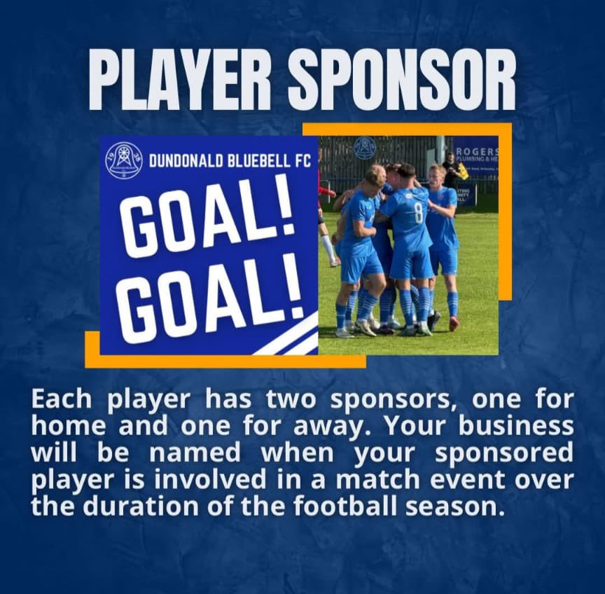 Player sponsorship 

Home - £50
Away - £50 

Speak to any committee member if interested or message the page 

🔵🔔