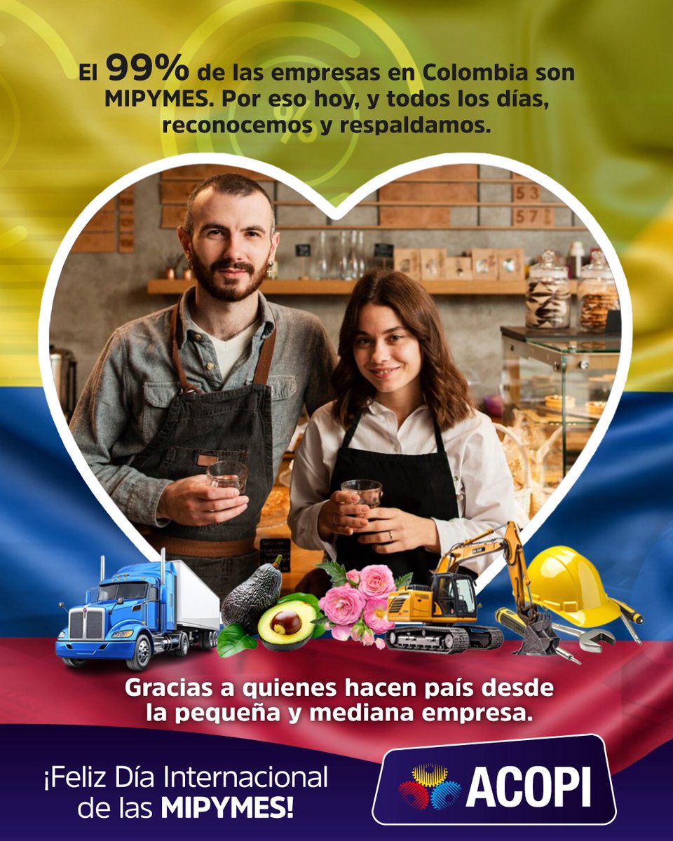 💪 Cuando apoyamos a una MIPYME, potenciamos la economía de miles.
Este día es una oportunidad para reconocer su impacto y trabajar por mejores condiciones para su crecimiento.
#CompromisoMIPYME #ColombiaProductiva #DíaDeLasMIPYMES 🏭🇨🇴