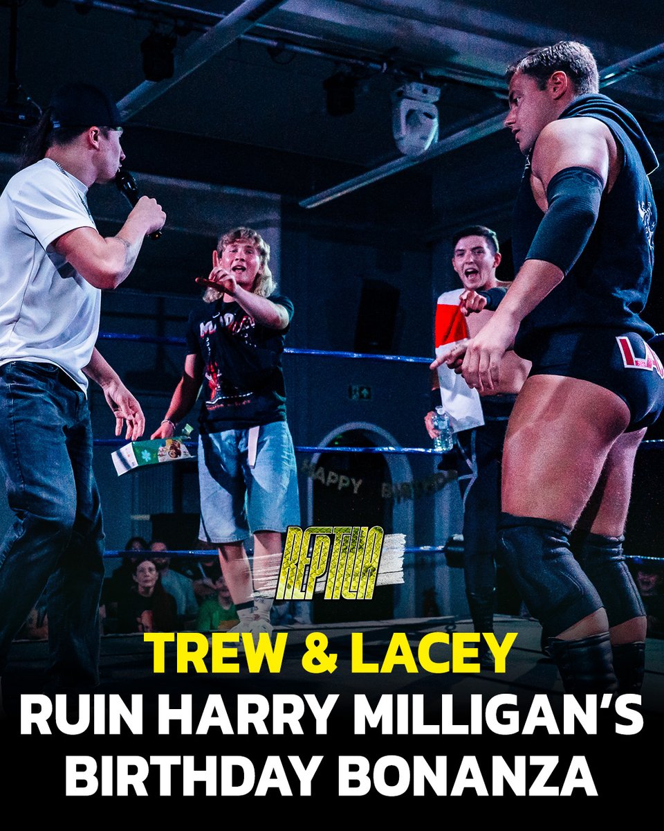 Purpose Wrestling (@wrestlepurpose) on Twitter photo What was planned as a celebration of <a href="/HarryMilliganPW/">Harry Milligan</a> by <a href="/Isaacmurray27/">Isaac Murray</a> turned sour as <a href="/MarkTrewPW/">Mark Trew マーク・トゥリュー</a> and <a href="/kieron_lacey/">kieron キーロン・レイシー</a> interrupted Harry Milligan's Birthday Bonanza and ruin the party...
You'll be able to watch this and the entire Reptilia show soon on VOD and on our channel! What was planned as a celebration of <a href="/HarryMilliganPW/">Harry Milligan</a> by <a href="/Isaacmurray27/">Isaac Murray</a> turned sour as <a href="/MarkTrewPW/">Mark Trew マーク・トゥリュー</a> and <a href="/kieron_lacey/">kieron キーロン・レイシー</a> interrupted Harry Milligan's Birthday Bonanza and ruin the party...
You'll be able to watch this and the entire Reptilia show soon on VOD and on our channel!