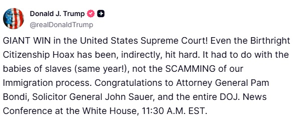 Trump on Truth Social (Repost) tweet media