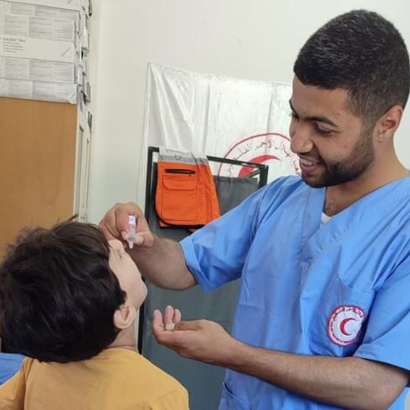 ifrc's tweet photo. We mourn the killing of another @PalestineRCS colleague in Gaza. This brings the total number of PRCS staff &amp; volunteers killed during the conflict to 50 - both on and off duty.

We reiterate our calls: Civilians &amp; humanitarians must be protected. 

There are no excuses.