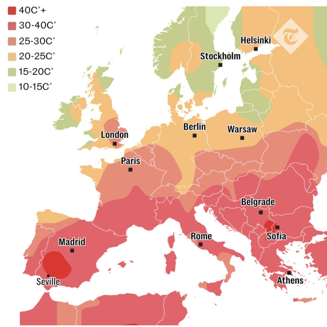 🔴 A deadly “heat dome” has descended on Europe, with one tourist dead, wildfires melting roads in Italy, and temperatures in Spain expected to hit 47C this weekend
telegraph.co.uk/world-news/202…