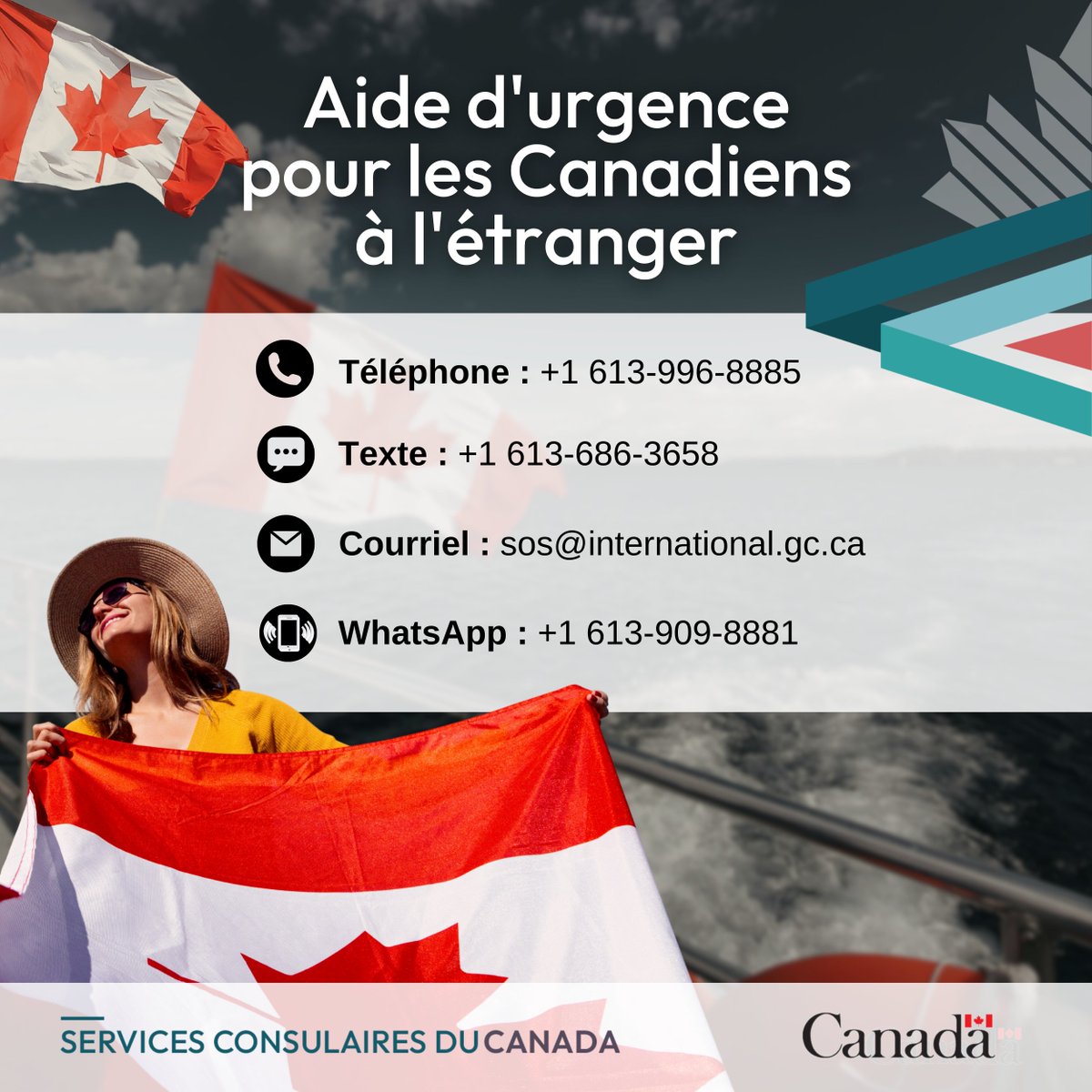 Nous souhaitons aux Canadiens et Canadiennes d’un océan à l’autre de joyeuses festivités à l’occasion de la #FêteduCanada! 🇨🇦

Si vous célébrez un événement à l’étranger, sachez qu’une assistance consulaire d’urgence est offerte 24h/24, 7 j/7.

voyage.gc.ca/assistance/ass…