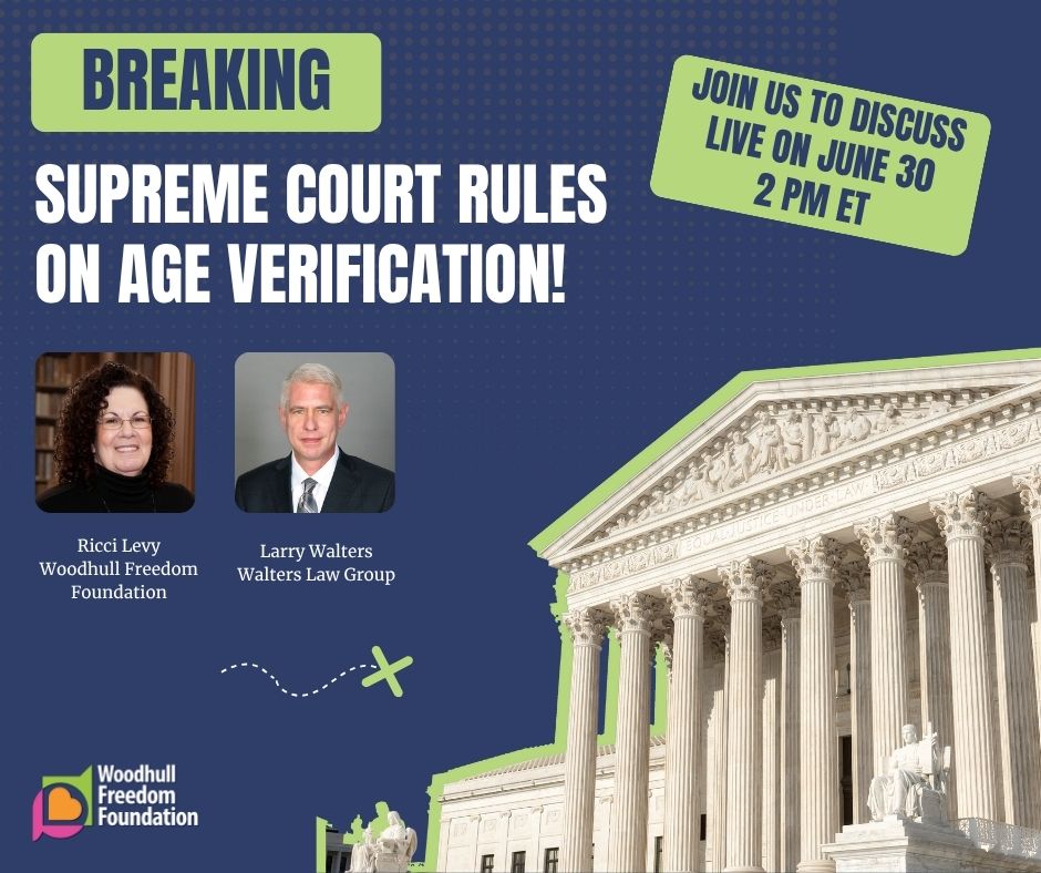 The Supreme Court ruled in Free Speech Coalition v. Paxton. Our statement is coming soon. In the meantime, block 2 pm ET on June 30 on your calendars. We'll be going live on socials to discuss the decision!