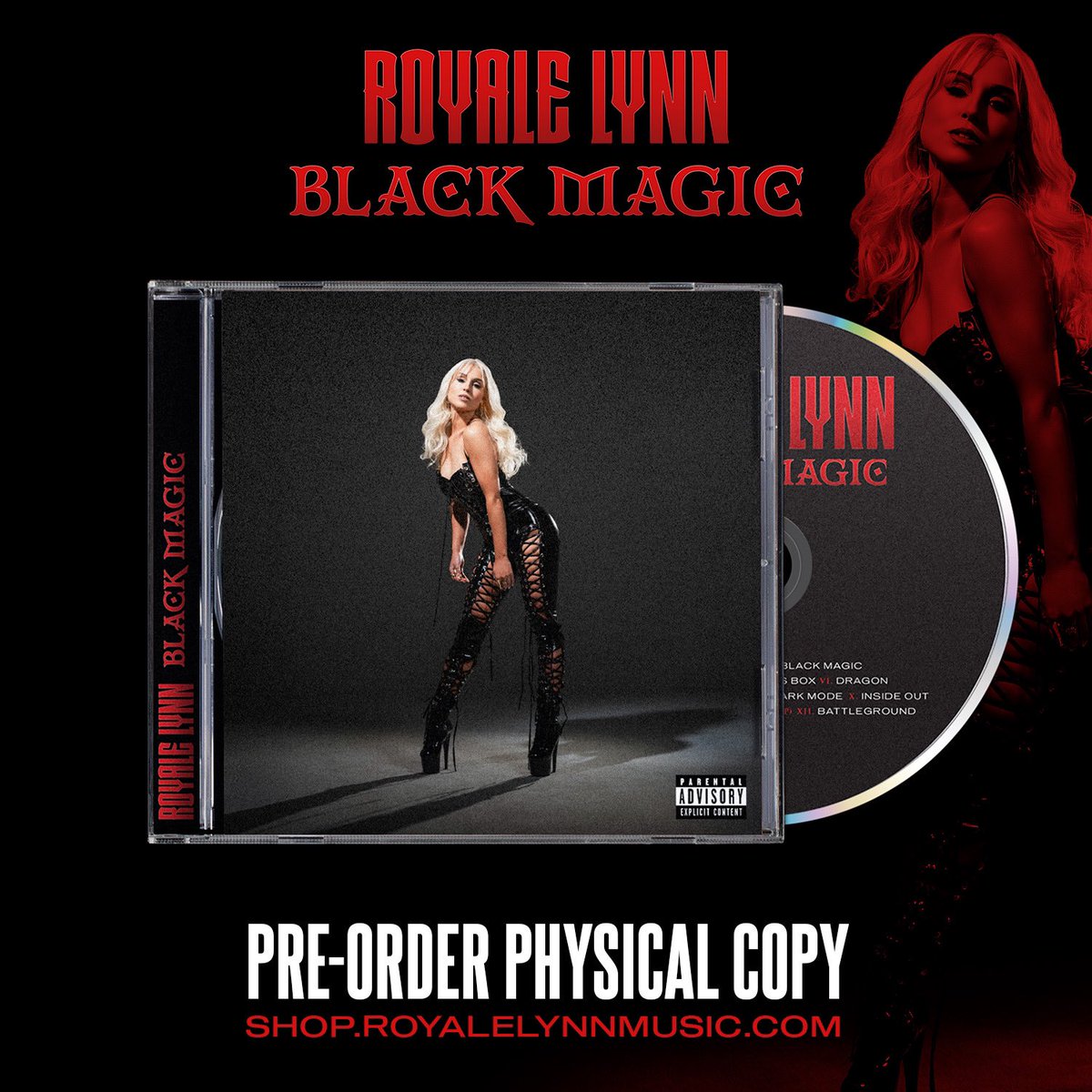 My debut record ‘Black Magic’ is out now on all streaming platforms! 🖤🔮💋💄🐆⚡️ solo.to/royalelynn?fbc…