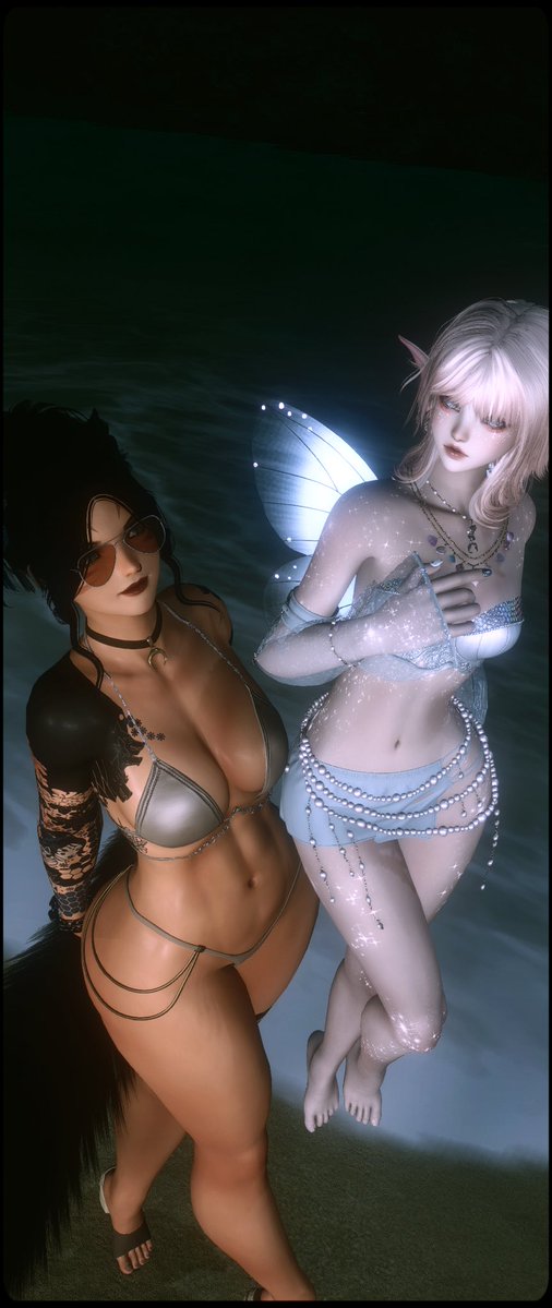 DazlingStranger's tweet image. Soaking in the moonlight with @EldessiaBloo 🌙✨
#ffxivsummerbash #EorzeaPhotos
