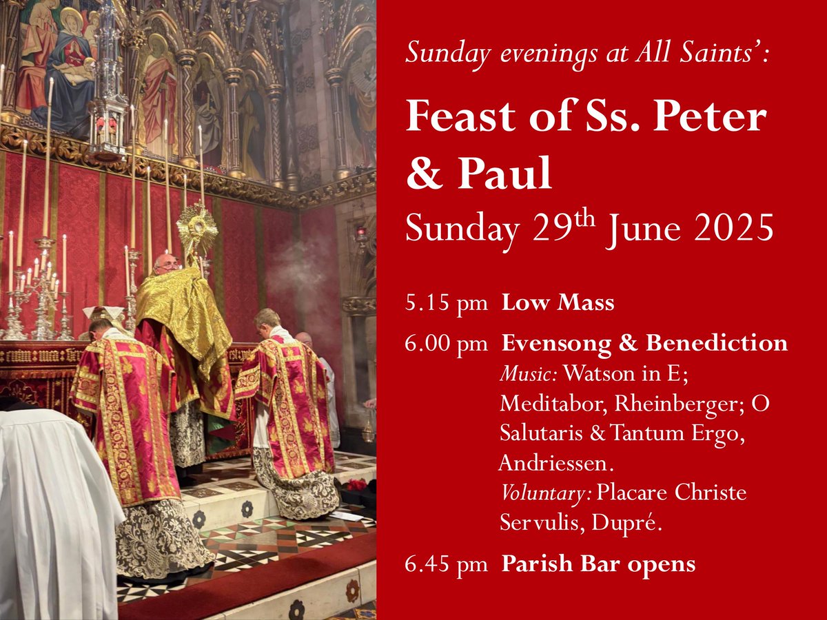 ASMSLondon's tweet image. Solemn Evensong and Benediction this Sunday at All Saints', Margaret Street, London.
Live stream here: youtube.com/live/5ple8j16W…