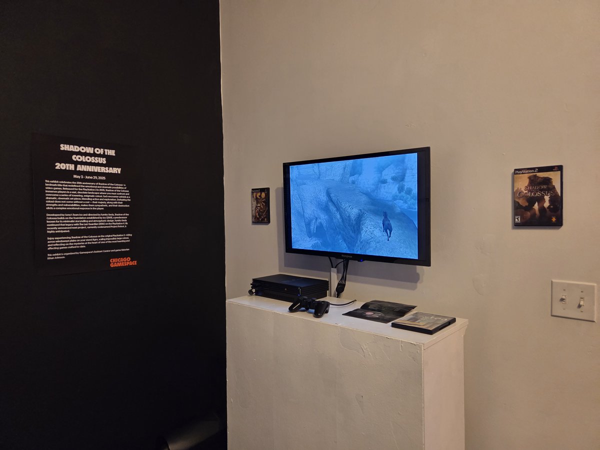 chigamespace's tweet image. Final week to experience the grandeur of Shadow of the Colossus at Chicago Gamespace!
chicagogamespace.com/exhibitions/sh…
Get a ticket or walk on in - as long as you're here! We've got plenty of awesome games to keep you company.