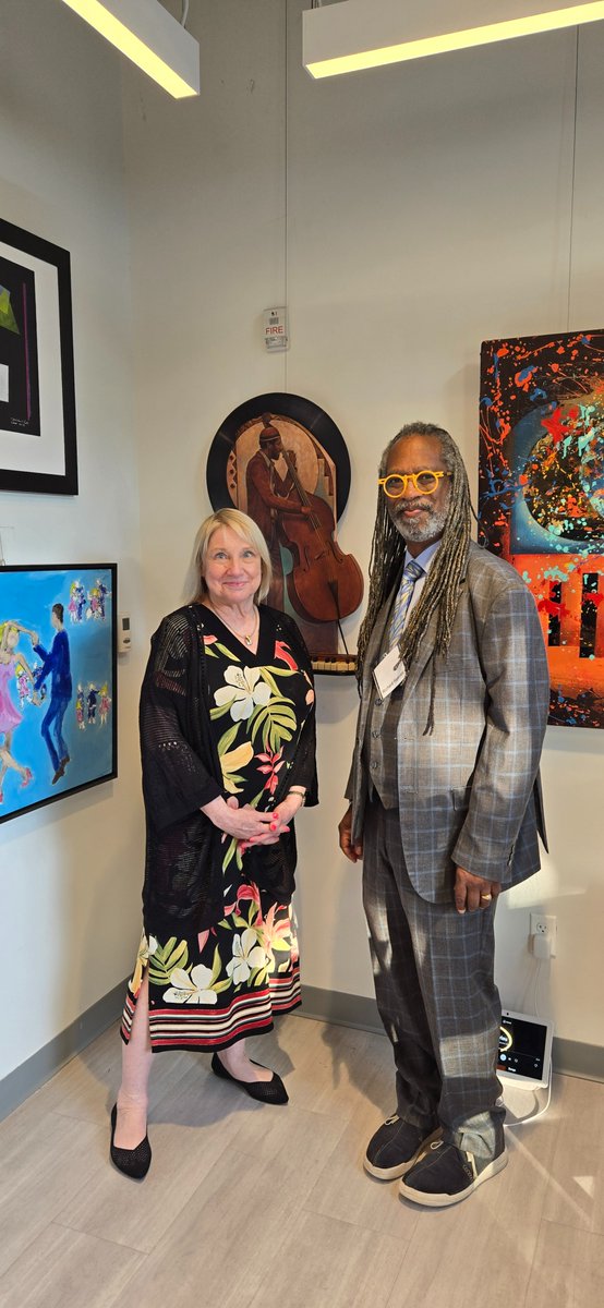 Deborah Brouwer, who serves as president of the board of trustees for Detroit-based Hannan Center, joined Hannan Center’s Director of Arts &amp; Culture, Richard Reeves, at a sneak peek for its newest exhibit: Real Men Real Art. The exhibit opens 6/28 at the Center's Kayrod Gallery.