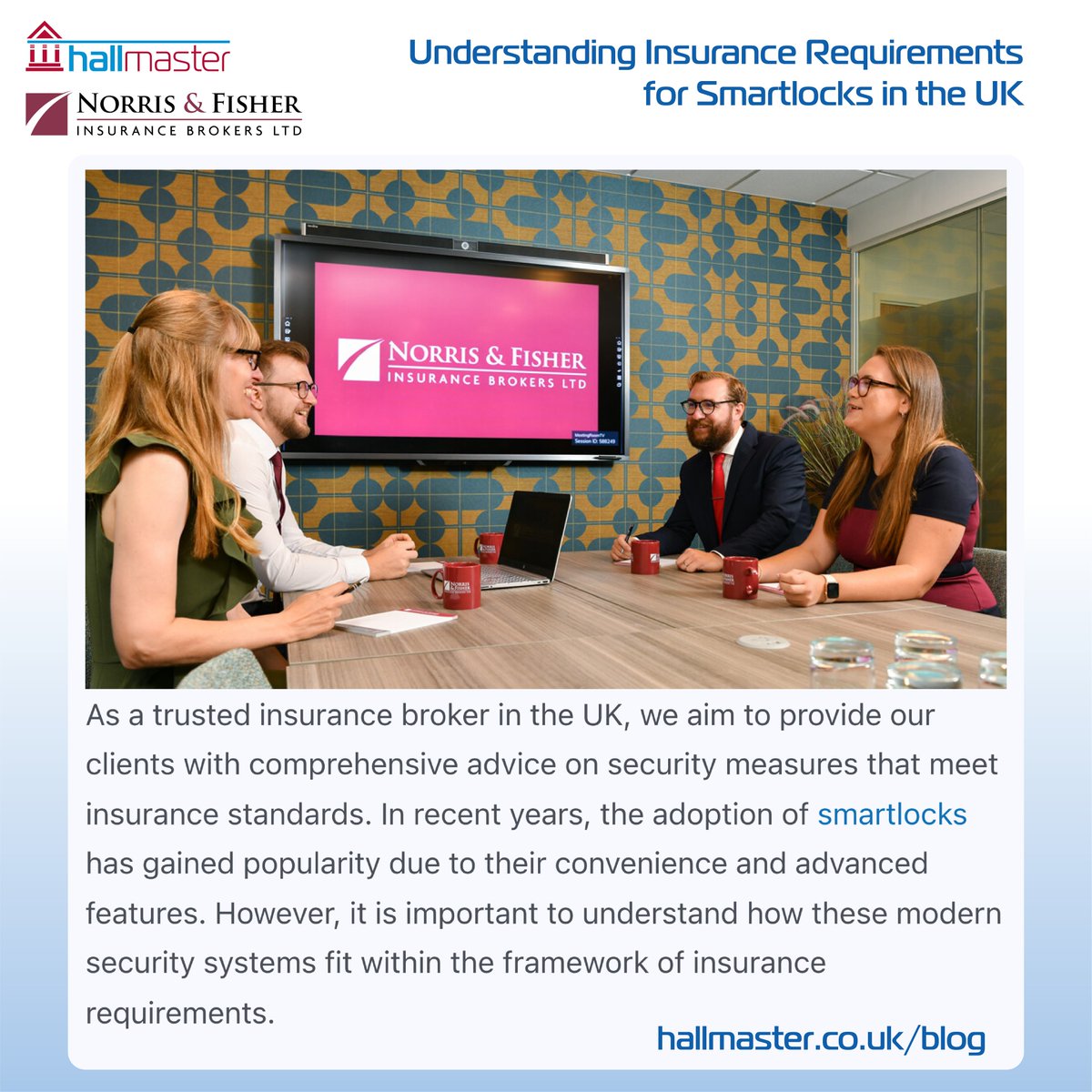 Hall_Master's tweet image. Our friends over at @NorrisandFisher (Insurance Brokers) Ltd have written an article containing useful advice about insurance standards when it comes to the use of Smartlocks. ❤️🔒
hallmaster.co.uk/insurance-requ…