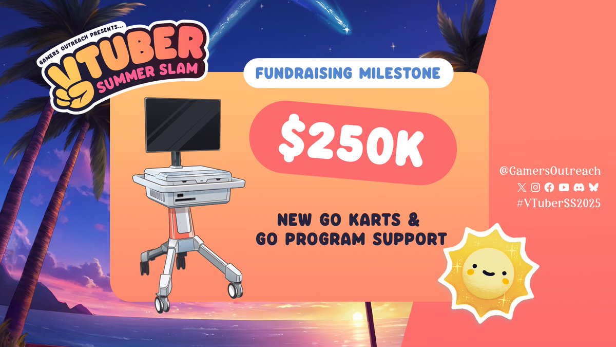 🌊 $250,000 Milestone 🌊

More smiles, more games, more play for kids in hospitals 💖

When the VTuber community rallies together, amazing things happen, and we're just getting started! ☀️🐚🏖️