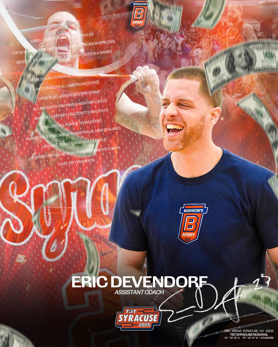 Boeheim's Army (@boeheimsarmy) on Twitter photo The best to ever do it in a Boeheim’s Army uniform is BACK — but this time, he’s calling the shots from the sidelines 🔥🍊
Returning in Orange as an assistant coach, get ready for a championship mindset like no other. Let’s work 🍊🏆 <a href="/ED23HOOPS/">Eric Devendorf</a> The best to ever do it in a Boeheim’s Army uniform is BACK — but this time, he’s calling the shots from the sidelines 🔥🍊
Returning in Orange as an assistant coach, get ready for a championship mindset like no other. Let’s work 🍊🏆 <a href="/ED23HOOPS/">Eric Devendorf</a>