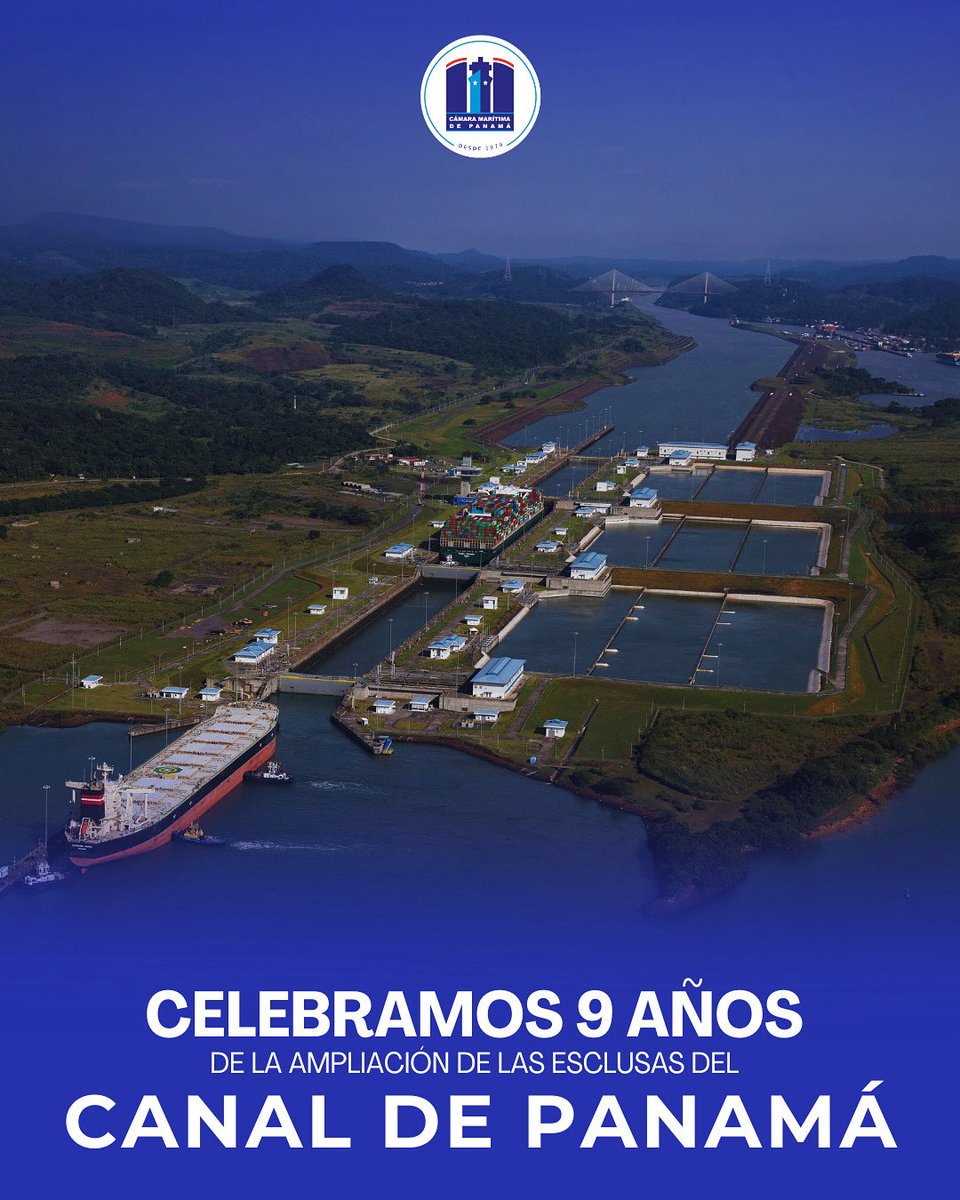 Hoy celebramos 9 años de la ampliación del <a href="/canaldepanama/">Canal de Panamá</a> , hito que transformó el comercio global.

Desde la CMP, felicitamos a todos los que hacen posible esta vía estratégica.
¡Orgullo nacional! 🇵🇦

#AniversarioCanal #CanalDePanamá #NuestraIndustriaNuestraRuta #Shipping