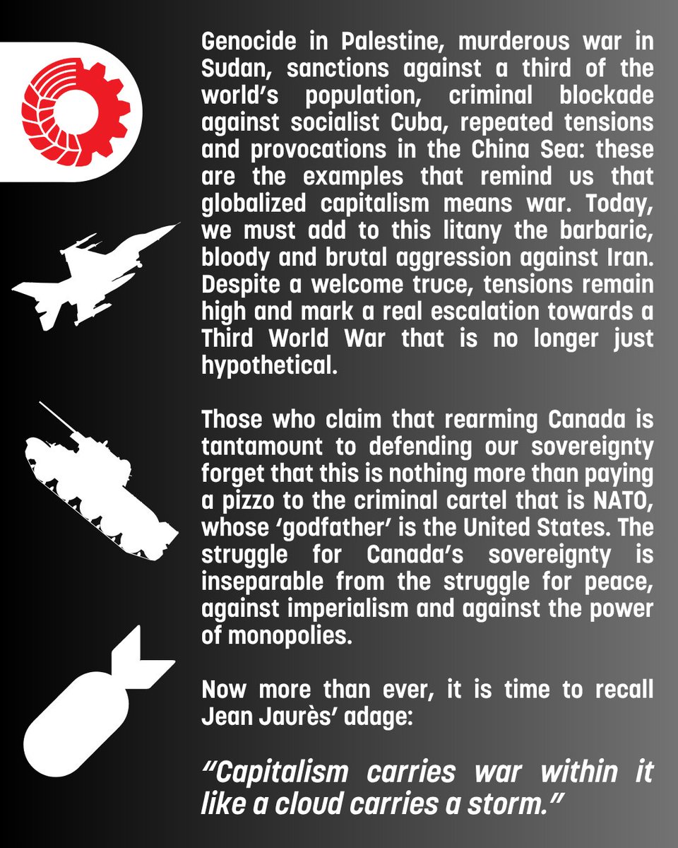 compartycanada's tweet photo. This is not about Canadian sovereignty, defence or peace. It's the opposite. 

Rearming Canada = paying tribute to NATO’s "daddy": the U.S.
(3/3)
#cdnpoli https://t.co/Ns32d7TgEc
