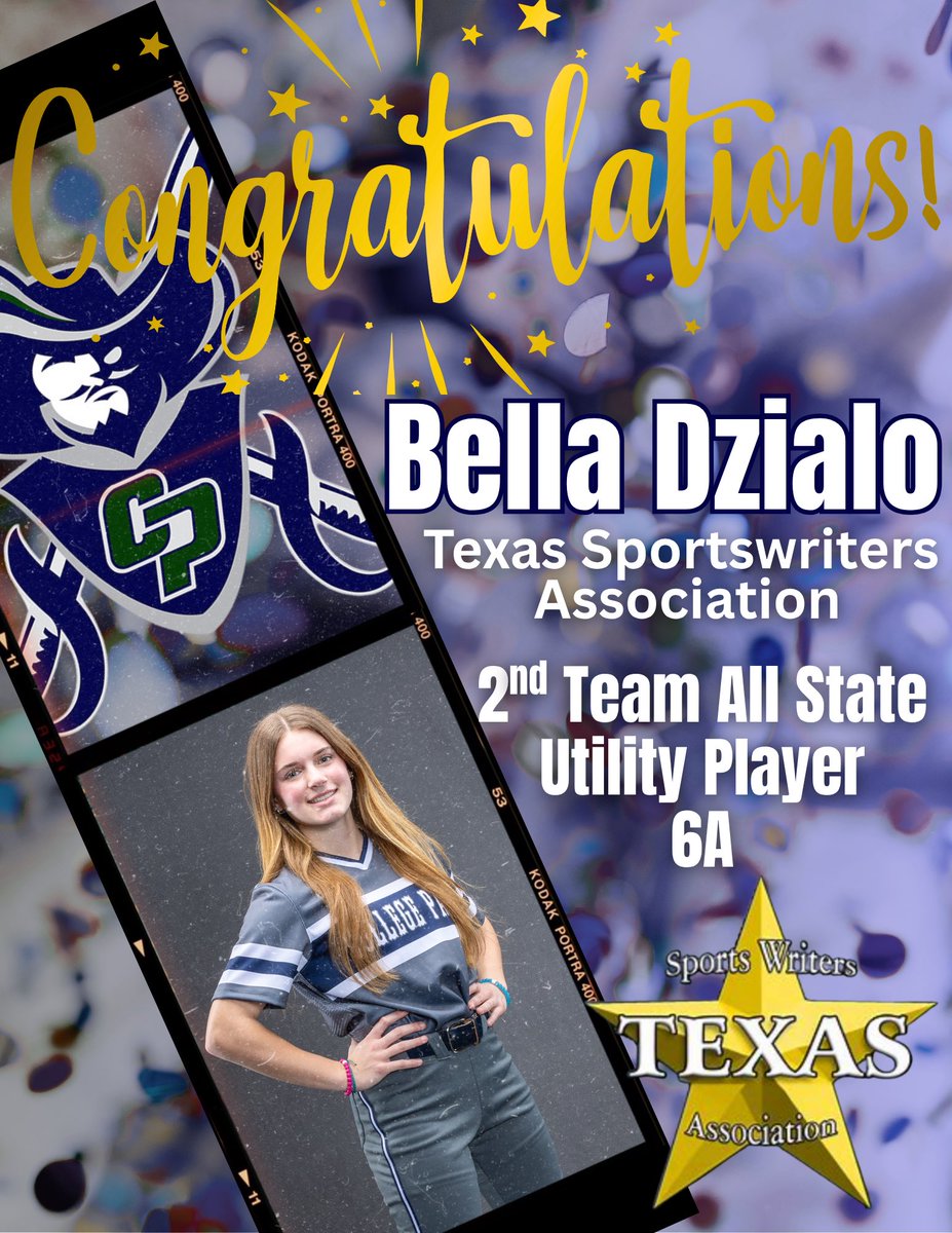 TWCP Softball (@twcpsoftball) on Twitter photo 🚨Breaking News 🚨
Congrats to <a href="/BellaDzialo/">Bella Dzialo</a> on being selected Texas Sportswriters Association 2nd Team All State Utility. Great job girl!!! #AwwwCP 🚨Breaking News 🚨
Congrats to <a href="/BellaDzialo/">Bella Dzialo</a> on being selected Texas Sportswriters Association 2nd Team All State Utility. Great job girl!!! #AwwwCP