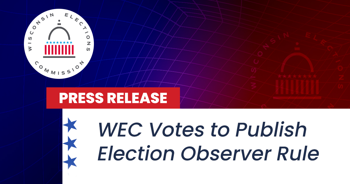 WI_Elections's tweet image. 𝐈𝐂𝐘𝐌𝐈: Big news for election season! After more than two years of bipartisan collaboration, the WEC has voted to publish a new election observer rule.

👀 What does it mean for transparency? What’s next? 

See our latest press release:
elections.wi.gov/news/wec-publi…