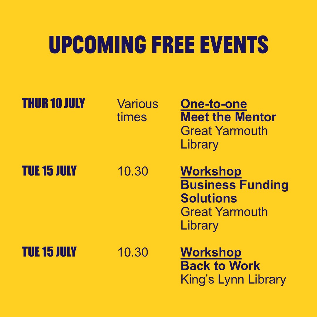 Free one-to-ones, workshops, webinars and networking events to help you start, run and grow a business in Norfolk.

Find out more and book at bipcnorfolk.eventbrite.com