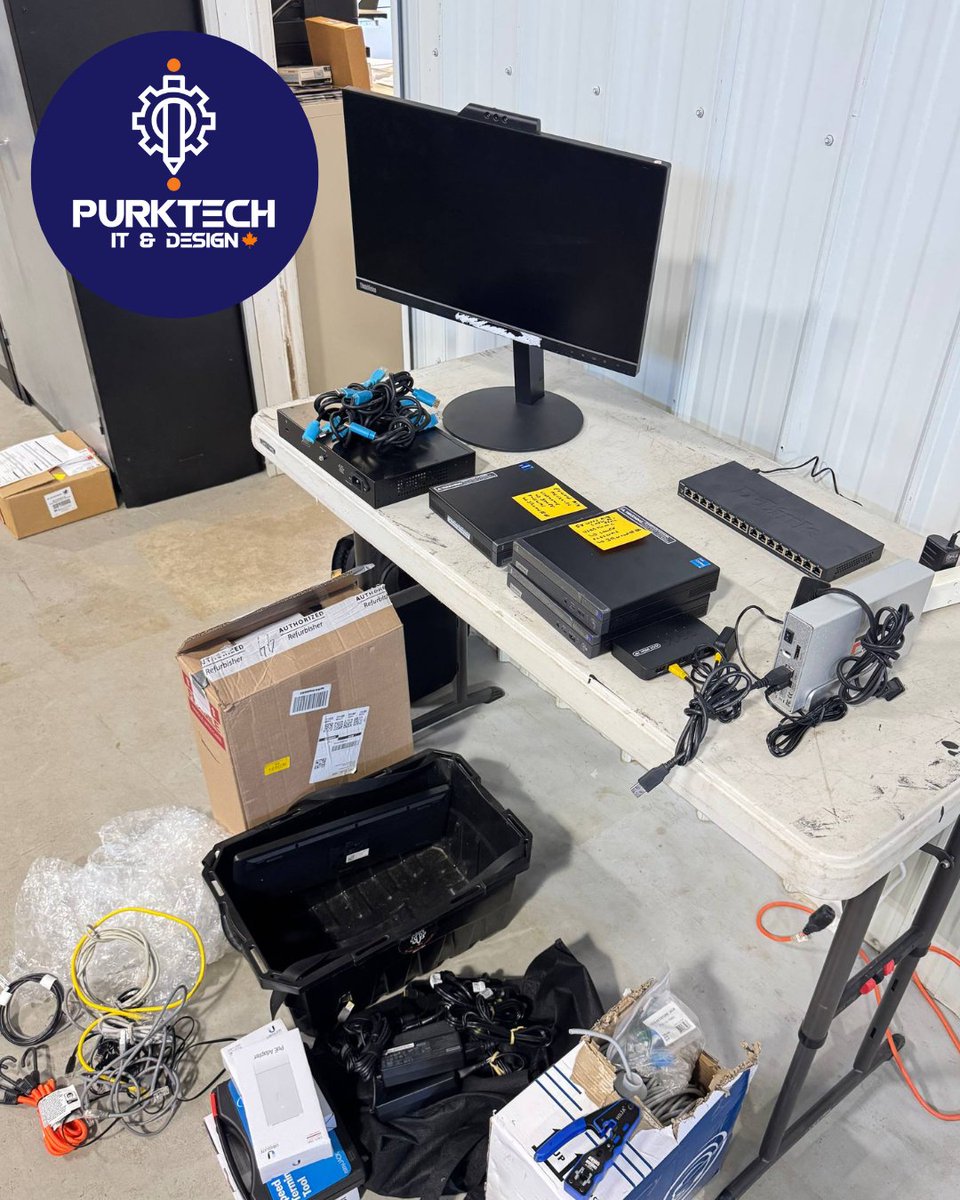 PurkTech's tweet image. Workstation and server setup stage 1 of 2 complete at Erwood Air! We're preparing the client in advance with the user accounts and data so it's a seamless switchover when we go back to do the rest of the networking.