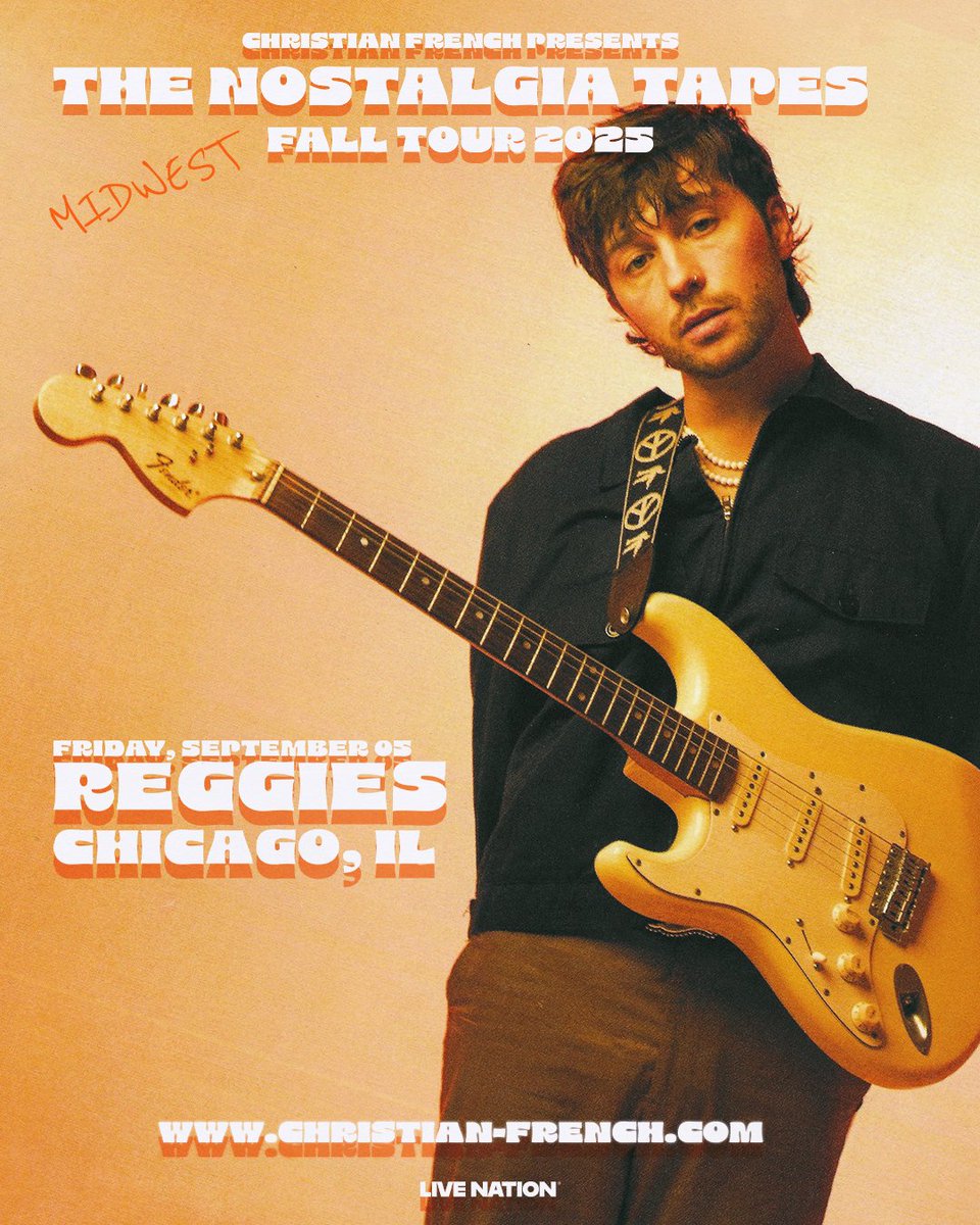 LiveNationIL's tweet photo. » NOW ON SALE »
Don't miss @christianfrench's The Nostalgia Tapes Tour stopping by @reggieslive on Sept 5! 🎸

Get yours now » https://t.co/JuXq3E1bP3 https://t.co/fSXdEdQmBX