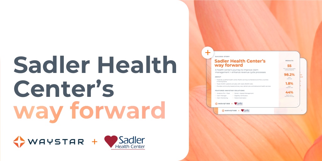 Waystar's tweet image. Sadler Health Center simplifies #ClaimProcessing and #RCMReporting with Waystar's software platform — boosting clean claim rates to 98.2% and touching 44% fewer claims manually. Read their story: ow.ly/pb3A50WhAHF
#DiscoverTheWayForward #FQHC
