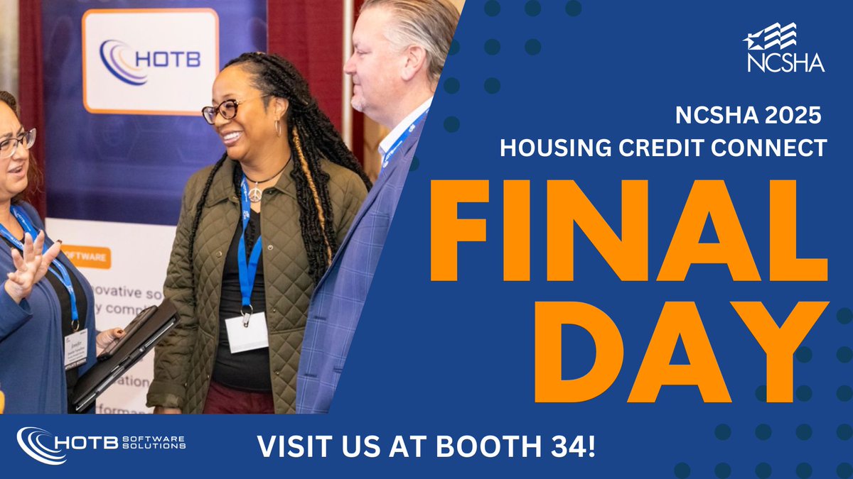 HOTBSoftware's tweet photo. It’s the final day of NCSHA’s 2025 Housing Credit Connect!

We’ve had a great time connecting with housing leaders and learning about the innovative work being done across the country.

Missed us at the event? We’re happy to connect after.
📩 support@hotbsoftware.com

#NCSHA2025 https://t.co/rrkGPzUADo