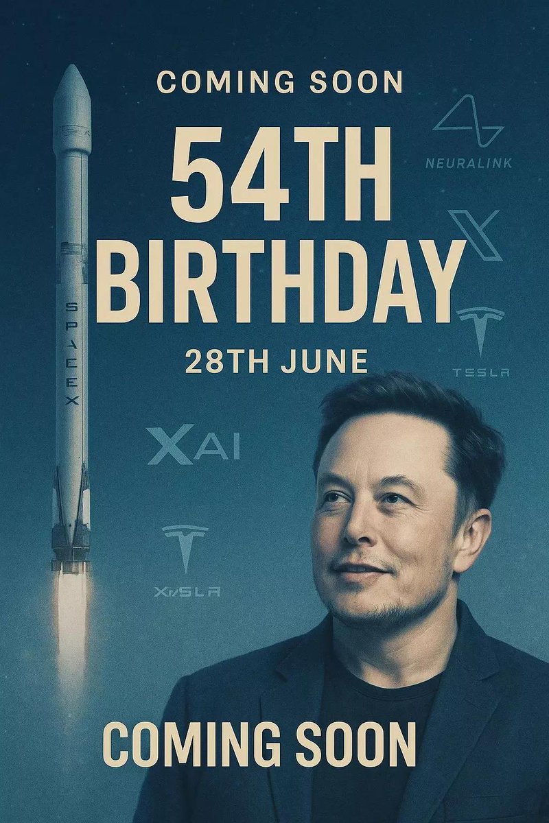 suinadegen's tweet photo. π Happy 54th, Elon!
$MUSK54 is the birthday tribute the blockchain didnβt know it needed.
Cake, memes, and Mars.
#MUSK54 #ElonMusk #CryptoBirthday https://t.co/RbO13XLLdT