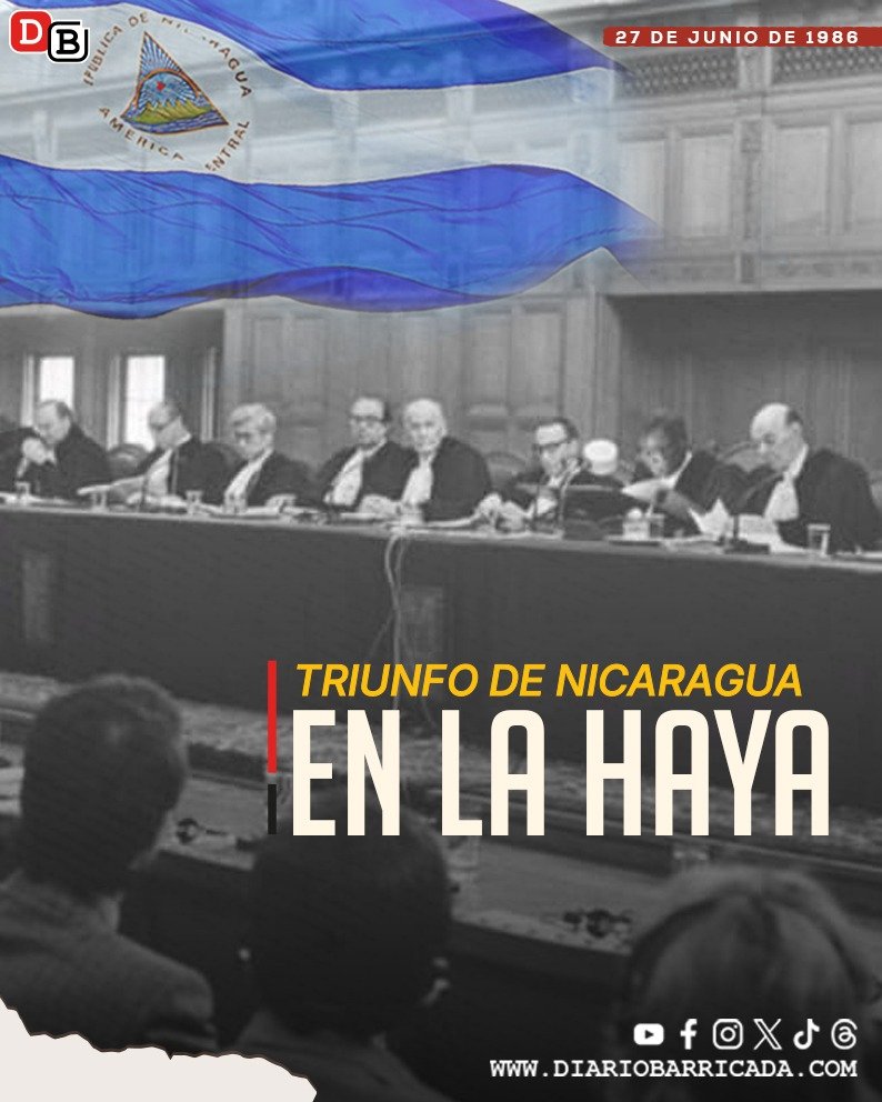 🇳🇮 El 27 de junio de 1986 #Nicaragua logró una victoria histórica en la Corte Internacional de Justicia de La Haya. La #CIJ condenó a Estados Unidos por sus actos de agresión militar contra nuestro país,