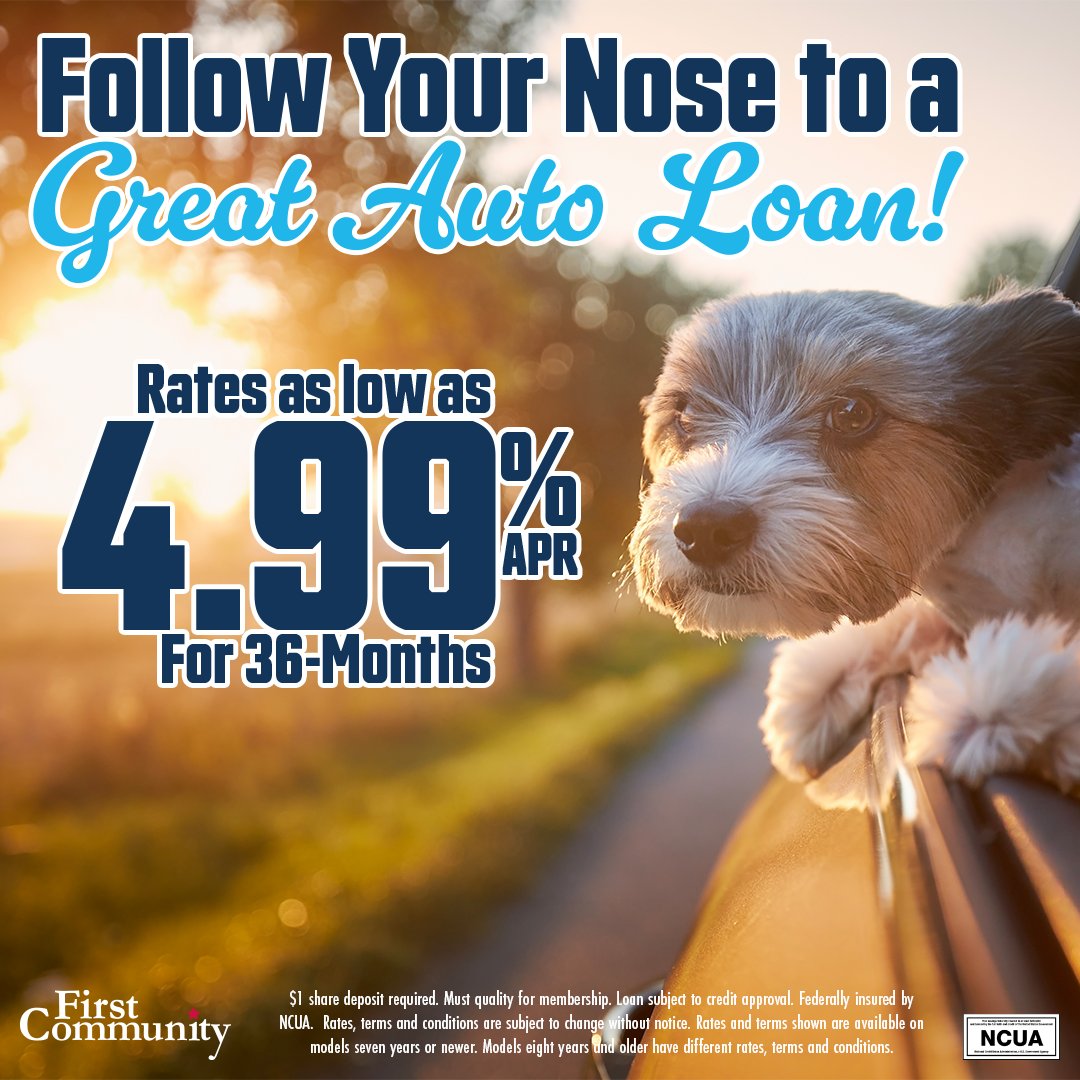 Dreaming about taking a joy ride with your furry best pal in a brand new ride?  We’ve got great rates to do so! 🚗

Learn more: qr2.mobi/FCAutoLoans