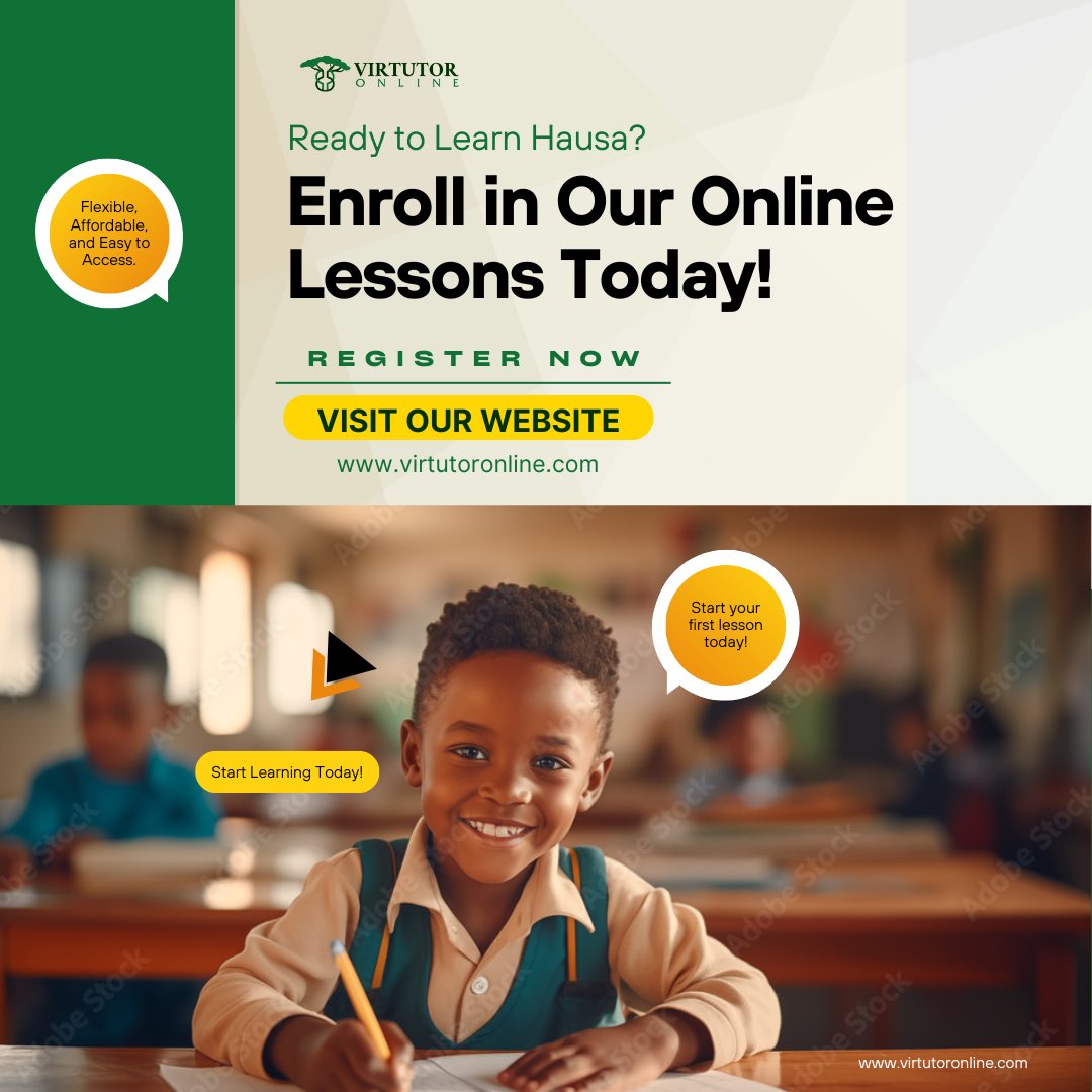 virtutoronline's tweet photo. 🌍✨ Ready to learn Hausa this summer? 

Dive into flexible, affordable, and easy-to-access online lessons with Virtutor Online! Whether you’re a beginner or looking to improve, now’s the perfect time to start.  

📲 Enroll today and unlock a new language skill! https://t.co/4kPYCU5mhy