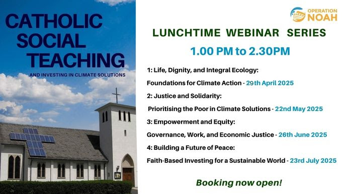 CTBI's tweet image. Catholic Social Teaching for Climate Solutions
23 July 2025, 1pm
Join @OperationNoah for the fourth lunchtime webinar exploring how Catholic Social Teaching can guide climate investments, with inspiration for supporting a sustainable future.
ctbi.org.uk/event/catholic…