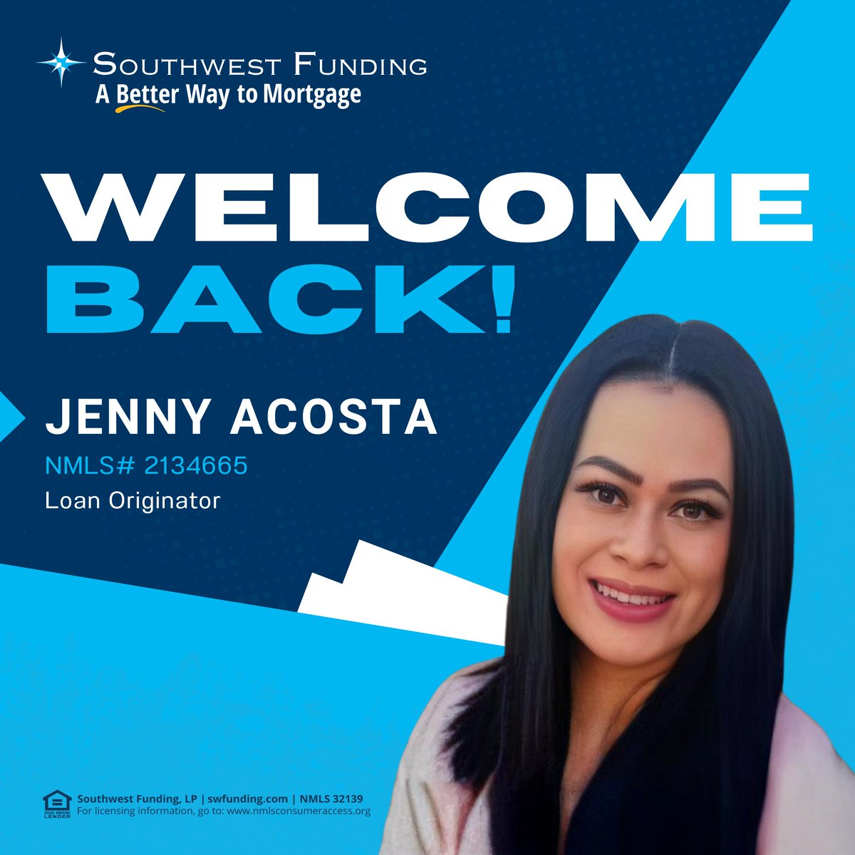 swfunding1's tweet image. Welcome back, Jenny Acosta! 🎉⁠
We’re thrilled to have you back on the Southwest Funding team! ⁠
⁠
Let’s make big moves together! 🏡⁠
⁠
#WelcomeBack #SouthwestFunding #MortgagePros #TX #JoinTheTeam #SWFunding #ABeterWayToMortgage