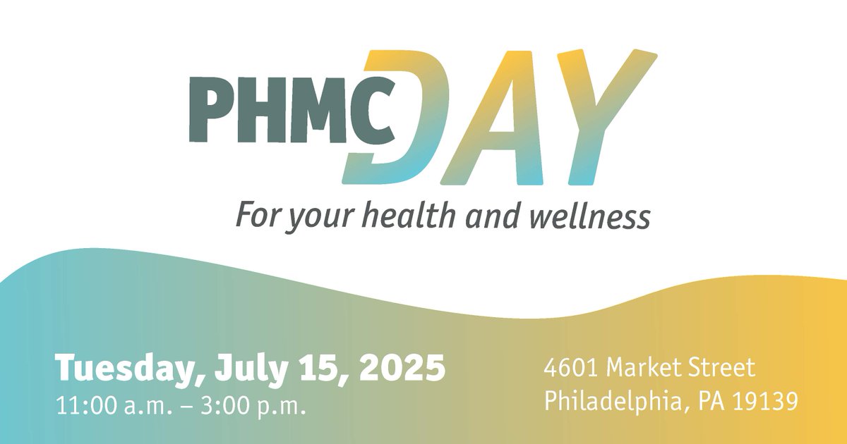Enjoy food, music, activities &amp; giveaway items while learning about PHMC’s programs &amp; services! The next PHMC Day, hosted by @nurseledcare, is Tues. 7/15 from 11 a.m. to 3 p.m. at 4601 Market St. We hope to see you there! Learn more: phmc.org/site/news-and-…
