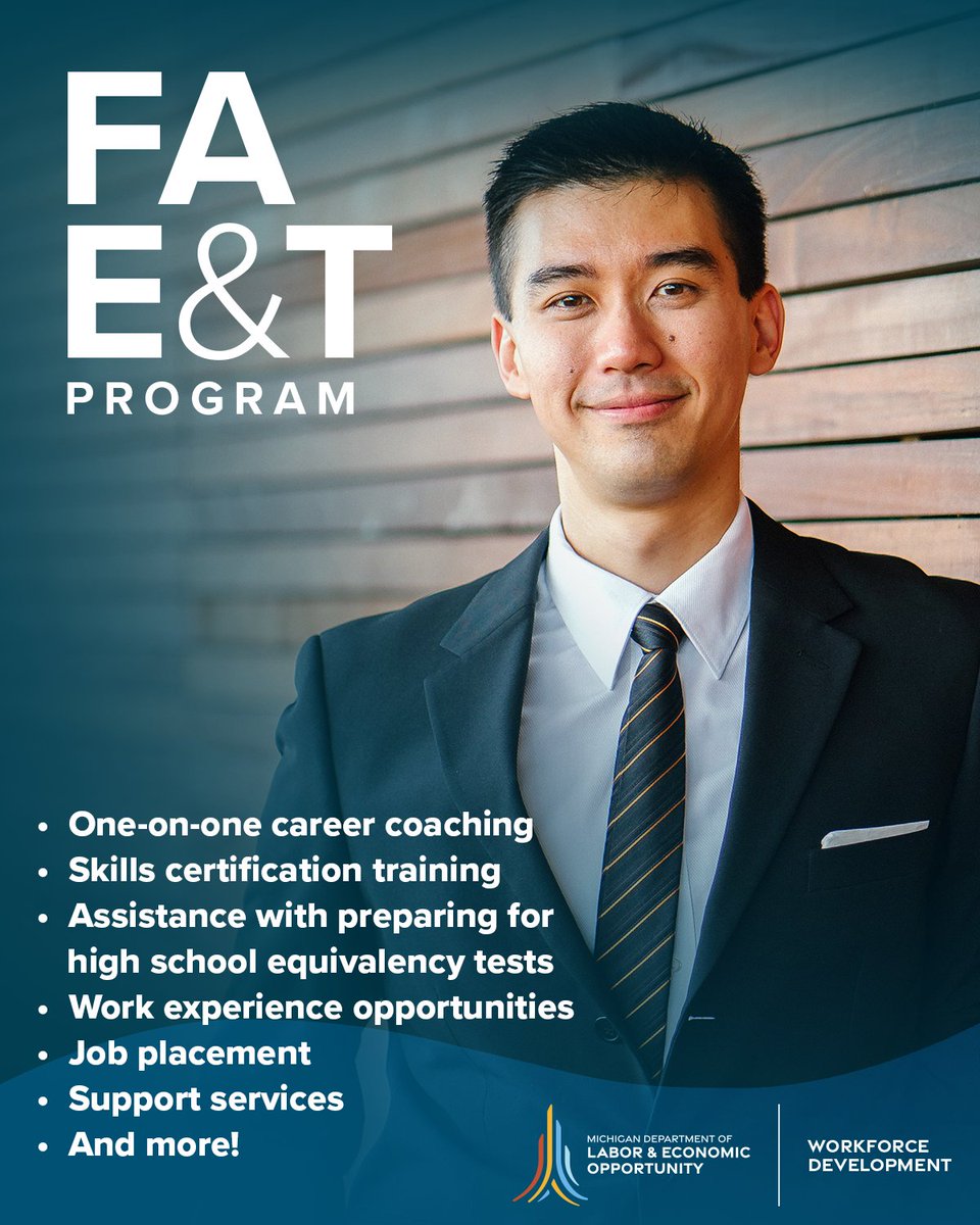 MichiganTalent's tweet image. The Food Assistance Employment &amp;amp; Training Program can help you meet your employment goals by providing services like: 

✅ Work &amp;amp; training tools 
✅ Transportation assistance
✅ Internet access
✅ Work clothes

Learn more at bit.ly/3hb1dGt. 
#FoodAssistance #BackToWork