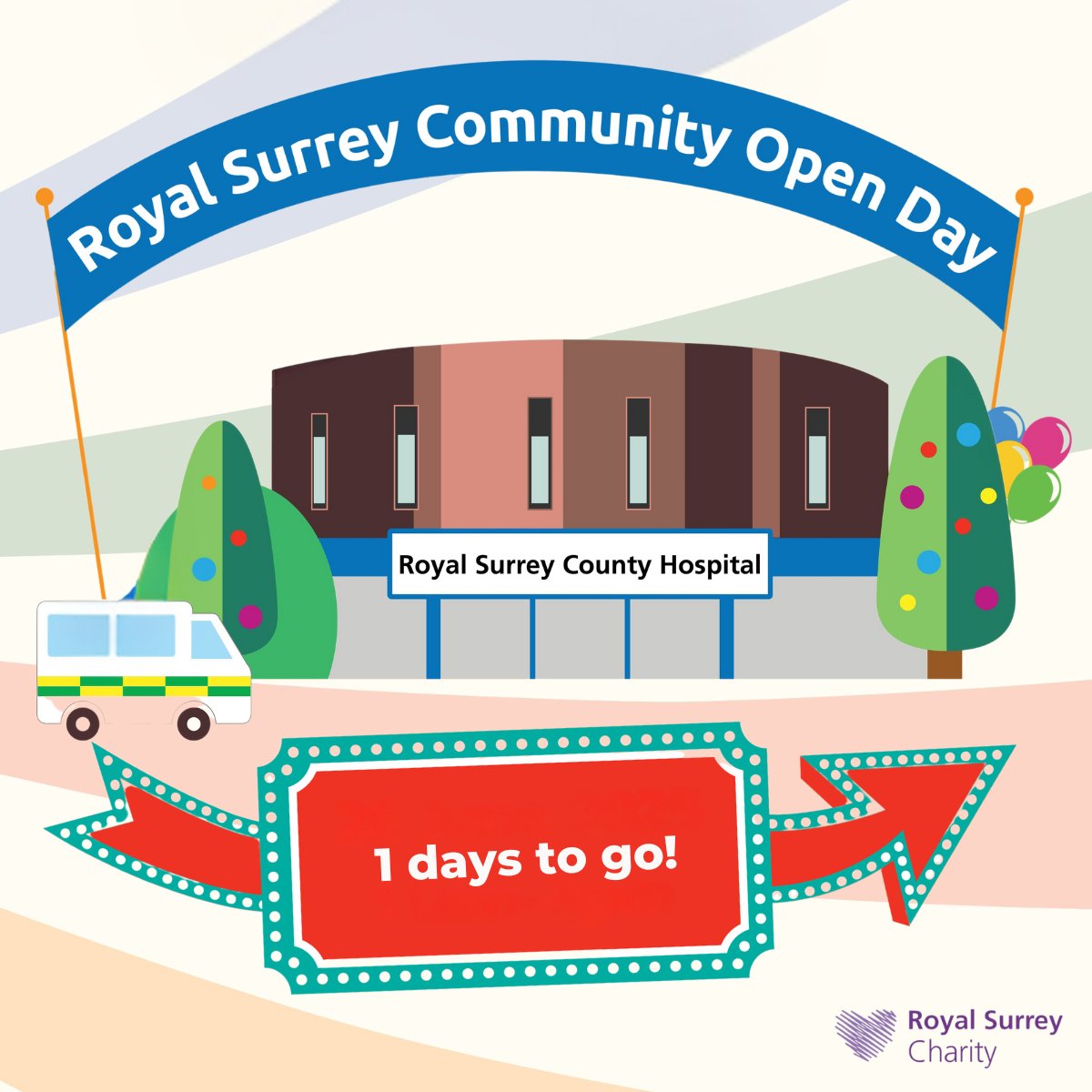 Our Community Open Day is tomorrow!

We’re opening our doors to the community from 11am to 3pm. There’s lots going on, including tours of our operating theatres, healthcare career talks and a kids zone for the little ones🚸

Find out what else is on offer: royalsurrey.nhs.uk/openday