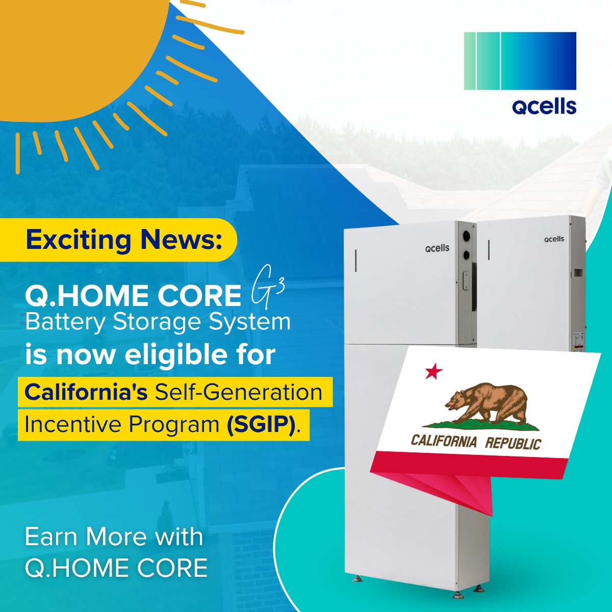 Hey Californians! ☀️ Did you know our Q.HOME CORE G3 is eligible for the SGIP rebate?

That means lower costs + more clean energy savings for your home. 

🗯️Ask your installer about applying today!