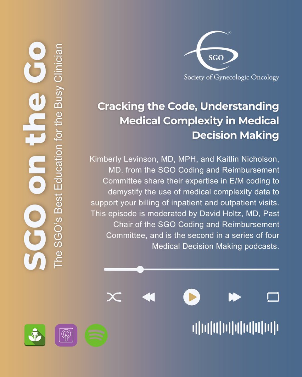 Let’s talk medical complexity!

In the latest episode of SGO on the GO hosted by Dr. David Holtz, Drs. Levinson &amp; Nicholson explain how to use complexity data to support your inpatient and outpatient billing. This episode is part two of a series.

Listen:
shorturl.at/XEE9W