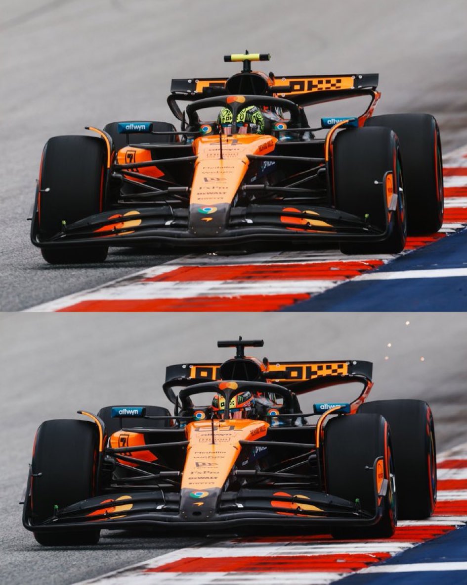 Austria 🇦🇹 #FP2 Resultados 

Norris
Piastri +0.157
Verstappen +0.318
Stroll +0.442
Leclerc +0.610
Russell +0.649
Tsunoda +0.712
Bortoleto +0.831
Alonso +0.877
Hamilton +0.931

#AustrianGP #F1