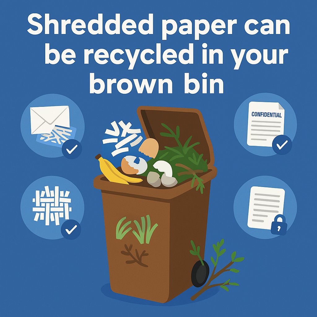 📄 Did you know that you can recycle shredded paper in your brown bin? Mix it in with food and garden waste and we'll turn it into compost.  We can also compost greasy pizza boxes and chip paper.  Another great way to get the best out of your brown bin!📰
#MedwayRecycles ♻