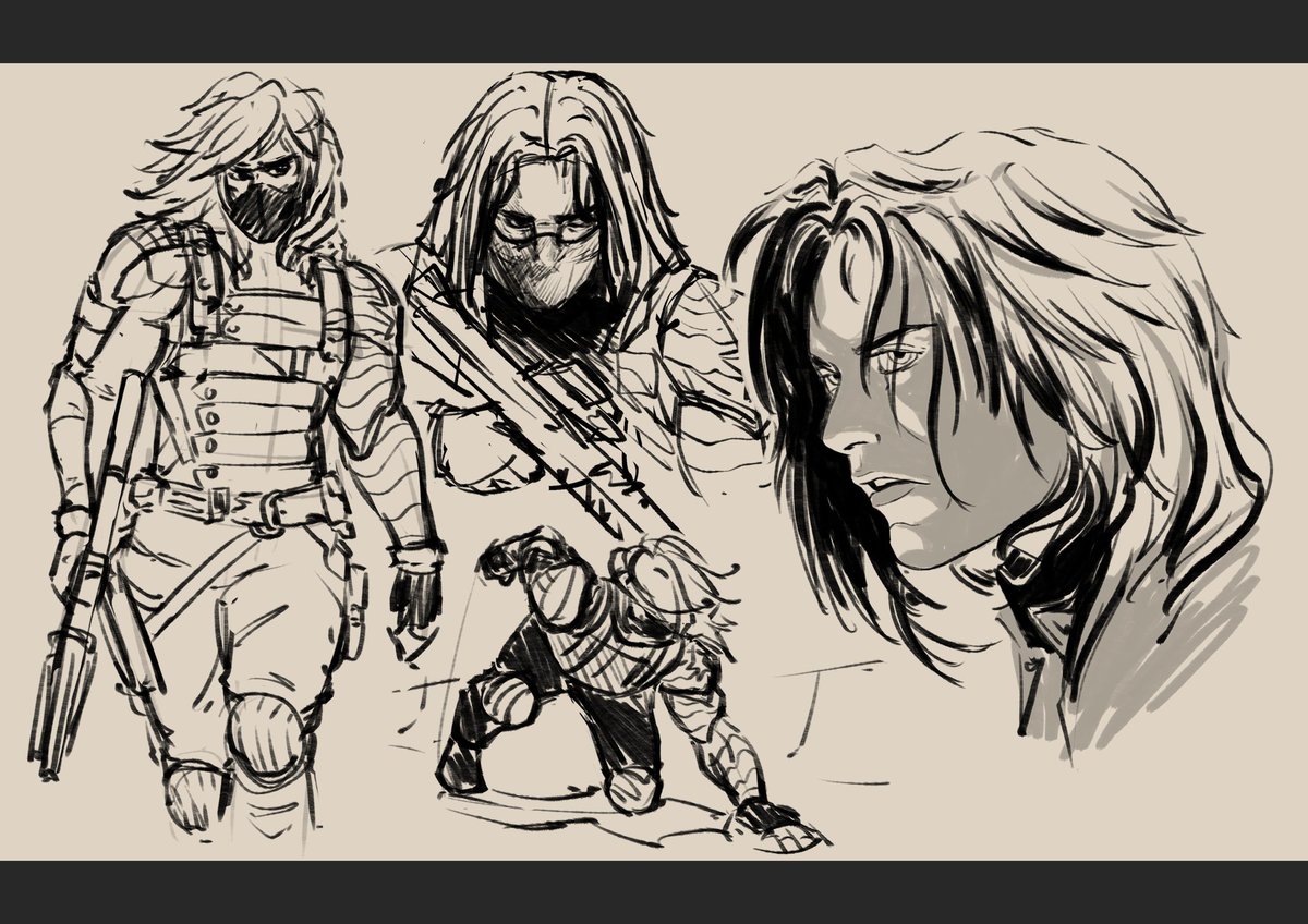 ecl1psed_'s tweet photo. Some sketches of ws bucky cause it will always be his best look I fear😔🙏 #buckybarnes #thunderbolts #wintersoldier https://t.co/8bQ4hzic7o