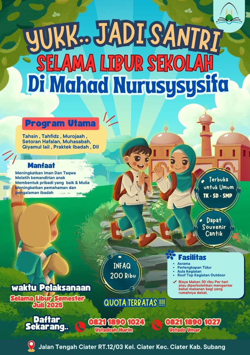 Yuk jadi santri di Ma'had Nurusysyifa di liburan sekolah !