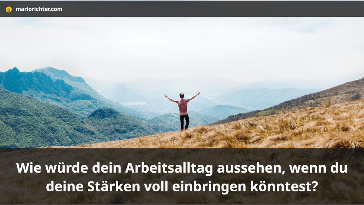 mariorichter's tweet photo. Wie würde dein Arbeitsalltag aussehen, wenn du deine Stärken voll einbringen könntest? 

#Karriere #Neuorientierung #Coaching https://t.co/XepgF9FVXl
