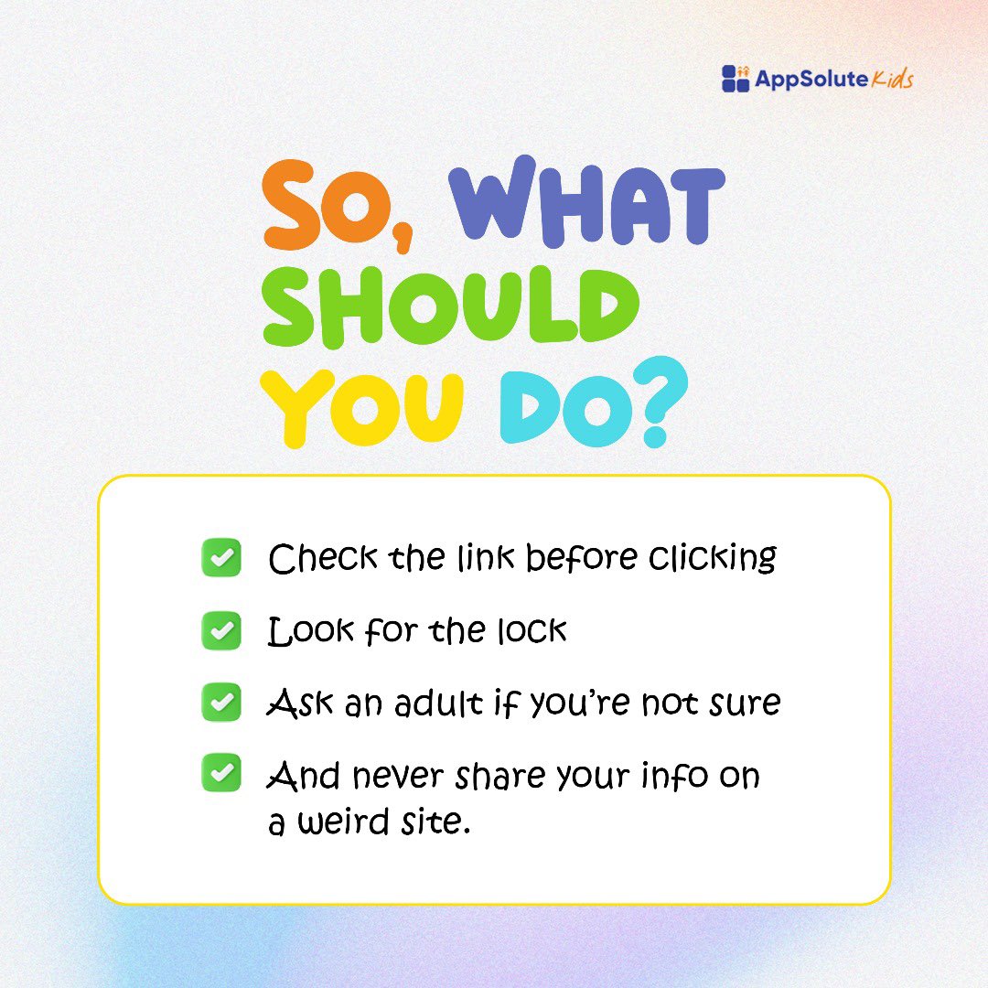 Appsolute_Kids's tweet image. Not every website is your friend.
Here’s how to tell which is which so you can browse smarter and safer. 

#kidstechtips #internetsafety #websafeforkids #digitalsmarts #appsolutecommunity #staycybersafe #techsavvykids