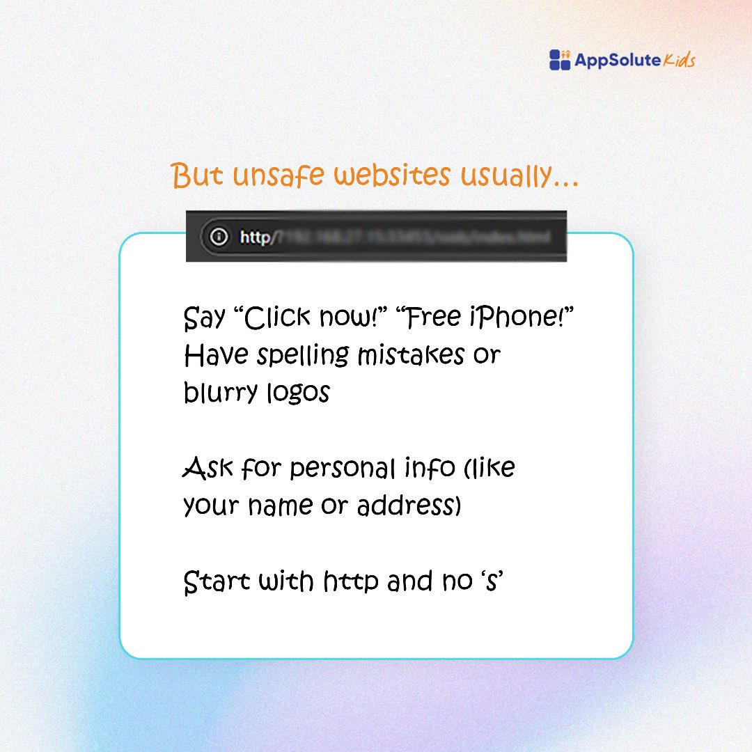 Appsolute_Kids's tweet image. Not every website is your friend.
Here’s how to tell which is which so you can browse smarter and safer. 

#kidstechtips #internetsafety #websafeforkids #digitalsmarts #appsolutecommunity #staycybersafe #techsavvykids