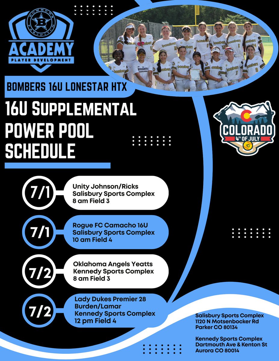 Lily Ramirez (@lilyramirez2027) on Twitter photo Come check us out at the Colorado TCS Fourth of July Tournament!
<a href="/GrahmannMichael/">Michael Grahmann</a>
<a href="/HalataBrian/">Brian Halata</a>
<a href="/BombersLonestar/">Bombers 16u HTX LS/18u LS AFCS Qualified</a> Come check us out at the Colorado TCS Fourth of July Tournament!
<a href="/GrahmannMichael/">Michael Grahmann</a>
<a href="/HalataBrian/">Brian Halata</a>
<a href="/BombersLonestar/">Bombers 16u HTX LS/18u LS AFCS Qualified</a>