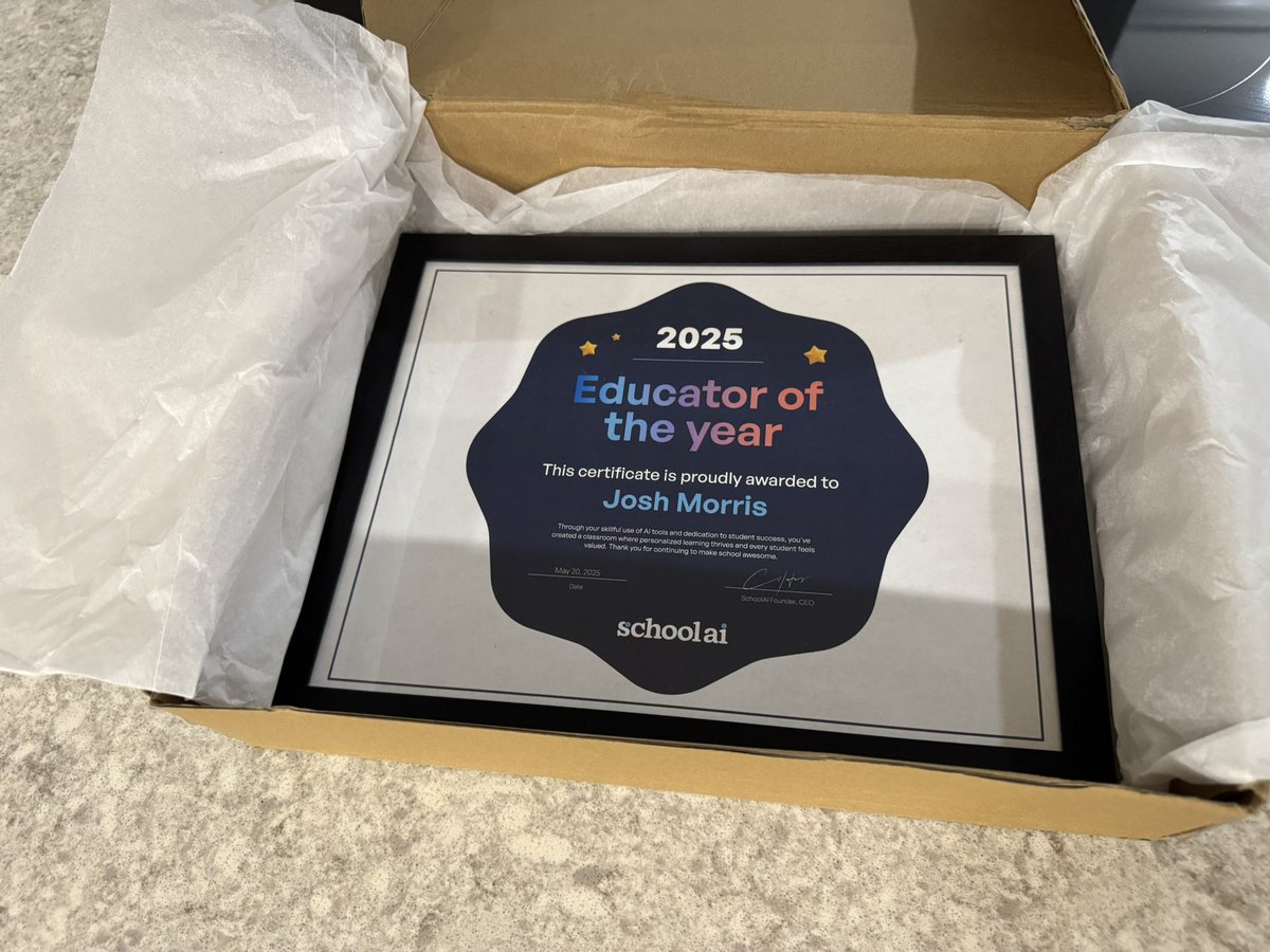 Swag from <a href="/GetSchoolAI/">SchoolAI</a> is always fun.  But getting an award for Educator of Year for 2025…. That’s unreal news to find out! 

Such a great tool for Ts, and even for students. It’s the bees-knees on so many levels. 

Thanks <a href="/edu_janelle/">Janelle | Community @ SchoolAI 🔜 ISTE</a> <a href="/TeacherKaseyC/">Kasey | Success @ SchoolAI</a> and everyone at Schoolai!